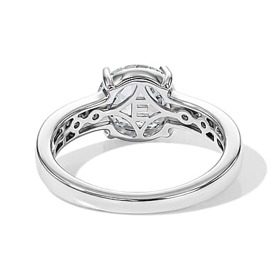 EverTrue Simulated White and Pink Diamond Ring in Platinum Bond (Size 5.0)