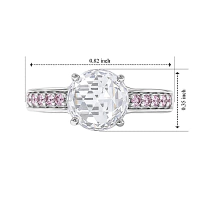 EverTrue Simulated White and Pink Diamond Ring in Platinum Bond (Size 5.0)