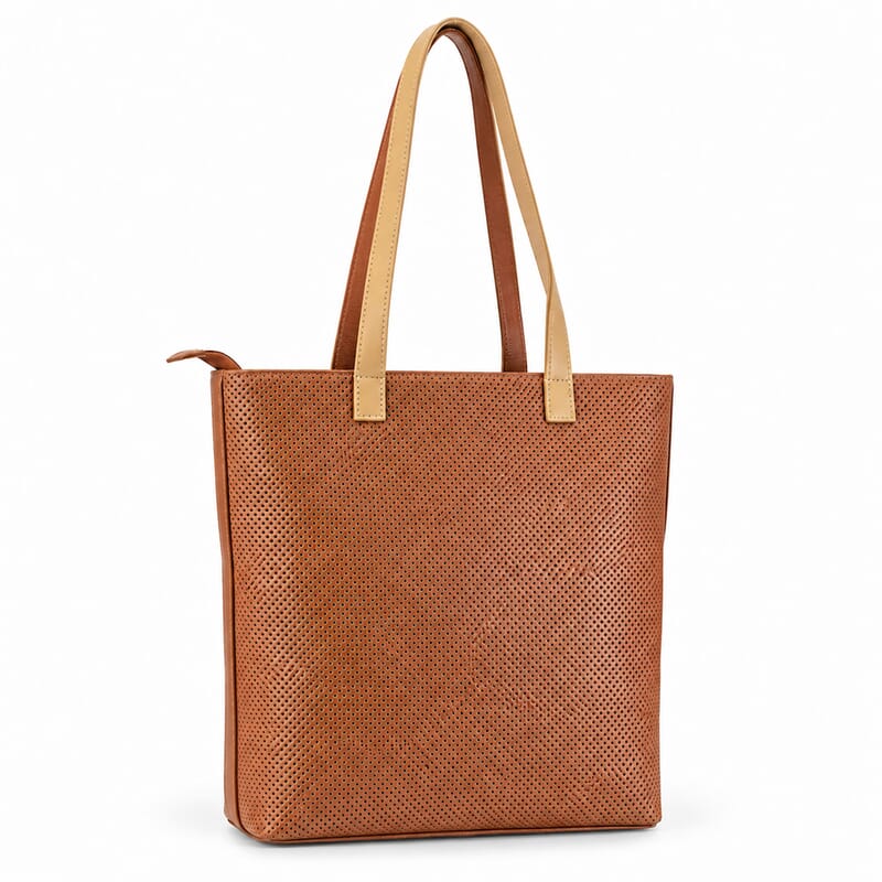 La Marey Beige and Khaki 100% Genuine Leather Tote Bag