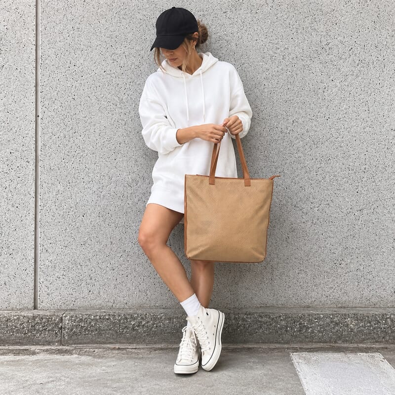 La Marey Beige and Khaki 100% Genuine Leather Tote Bag