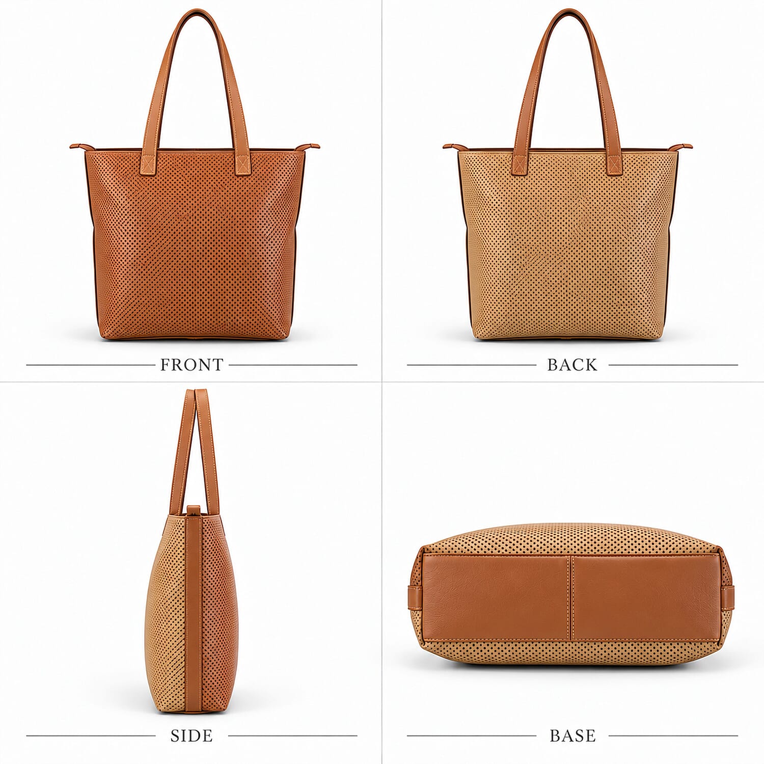 La Marey Beige and Khaki 100% Genuine Leather Tote Bag