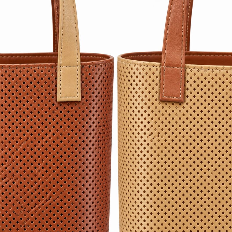 La Marey Beige and Khaki 100% Genuine Leather Tote Bag