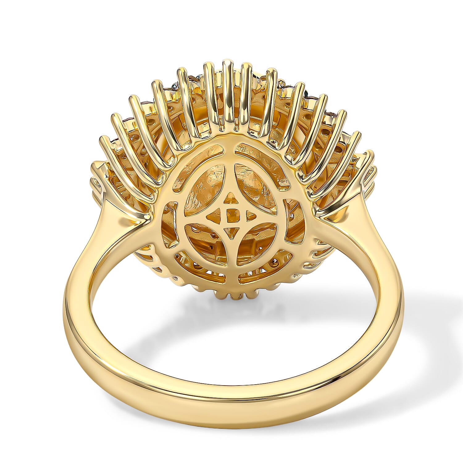 D'Joy Premium Golden South Sea Cultured Pearl, Champagne and White Diamond 0.50 ctw Ring in 18K Vermeil Yellow Gold Over Sterling Silver (Size 6.0)