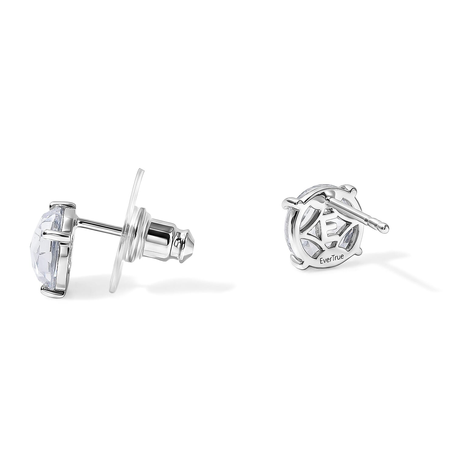 EverTrue Simulated Diamond Solitaire Stud Earrings in Platinum Bond