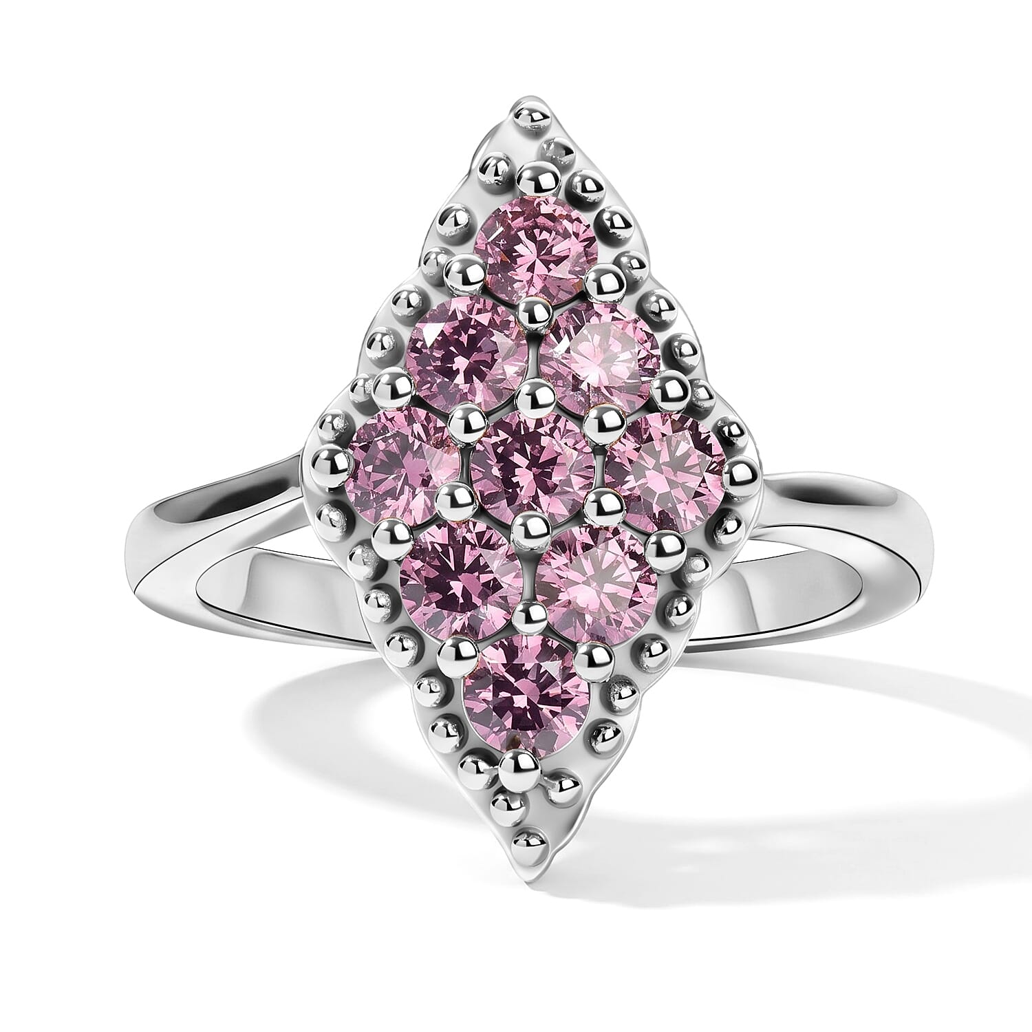 EverTrue Simulated Orchid Diamond Ring in Platinum Bond (Size 5.0)