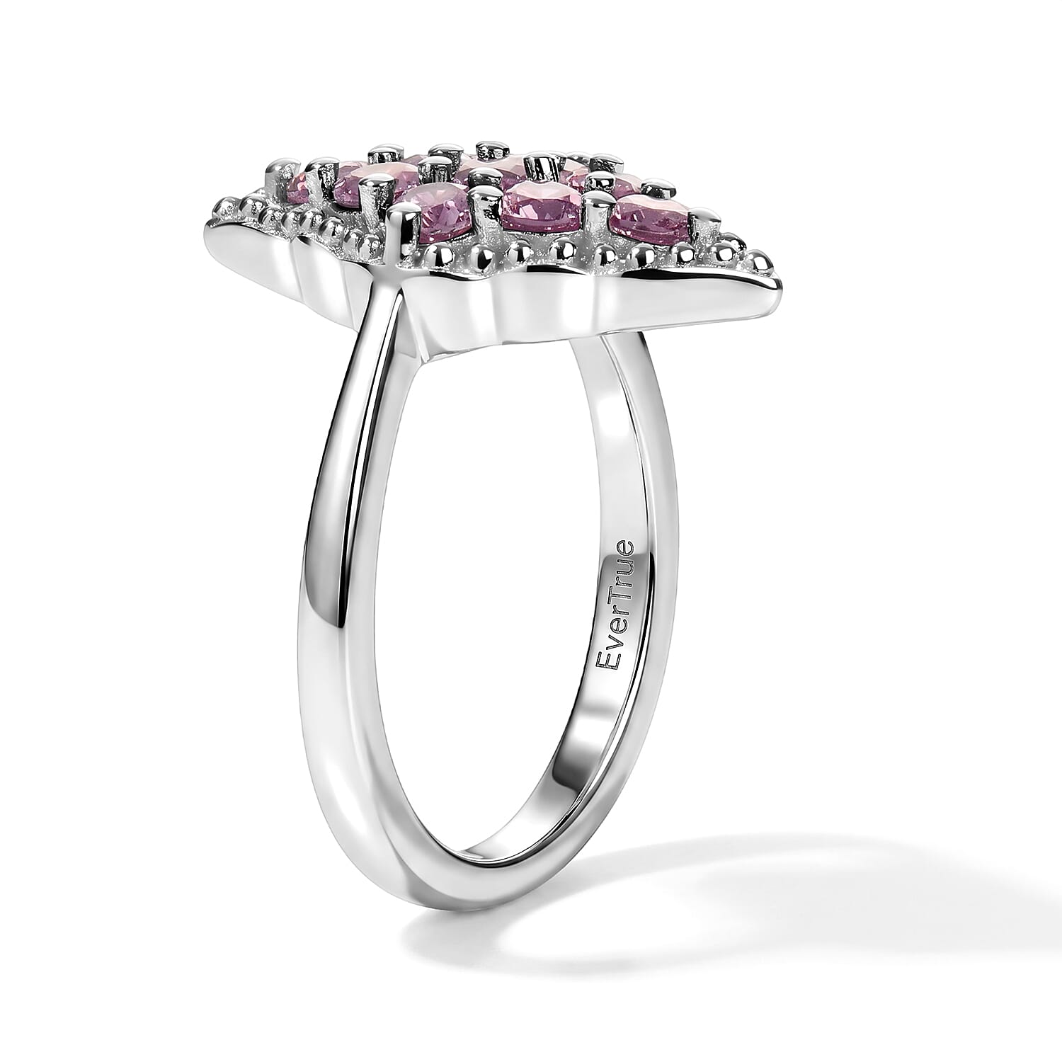 EverTrue Simulated Orchid Diamond Ring in Platinum Bond (Size 5.0)
