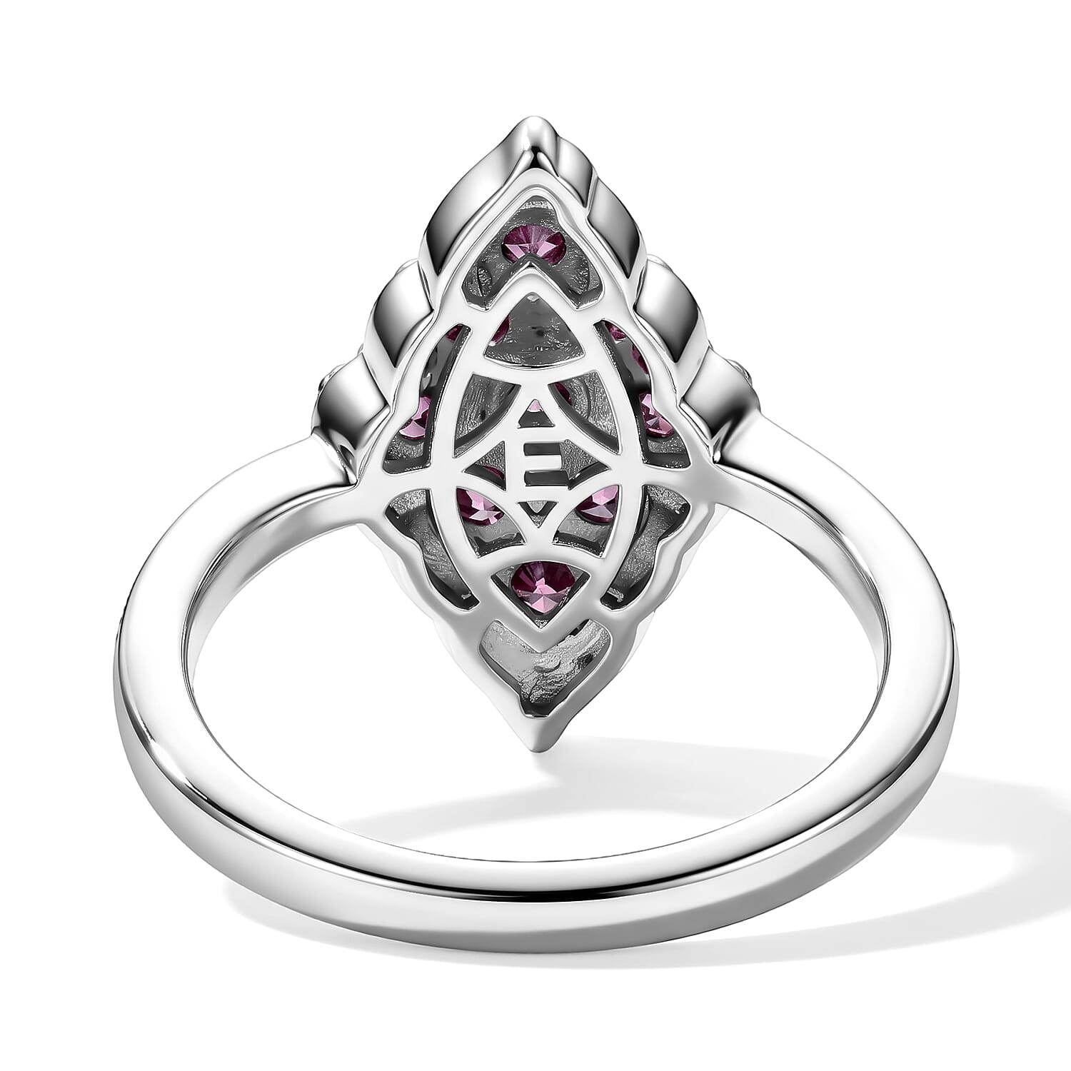 EverTrue Simulated Orchid Diamond Ring in Platinum Bond (Size 5.0)
