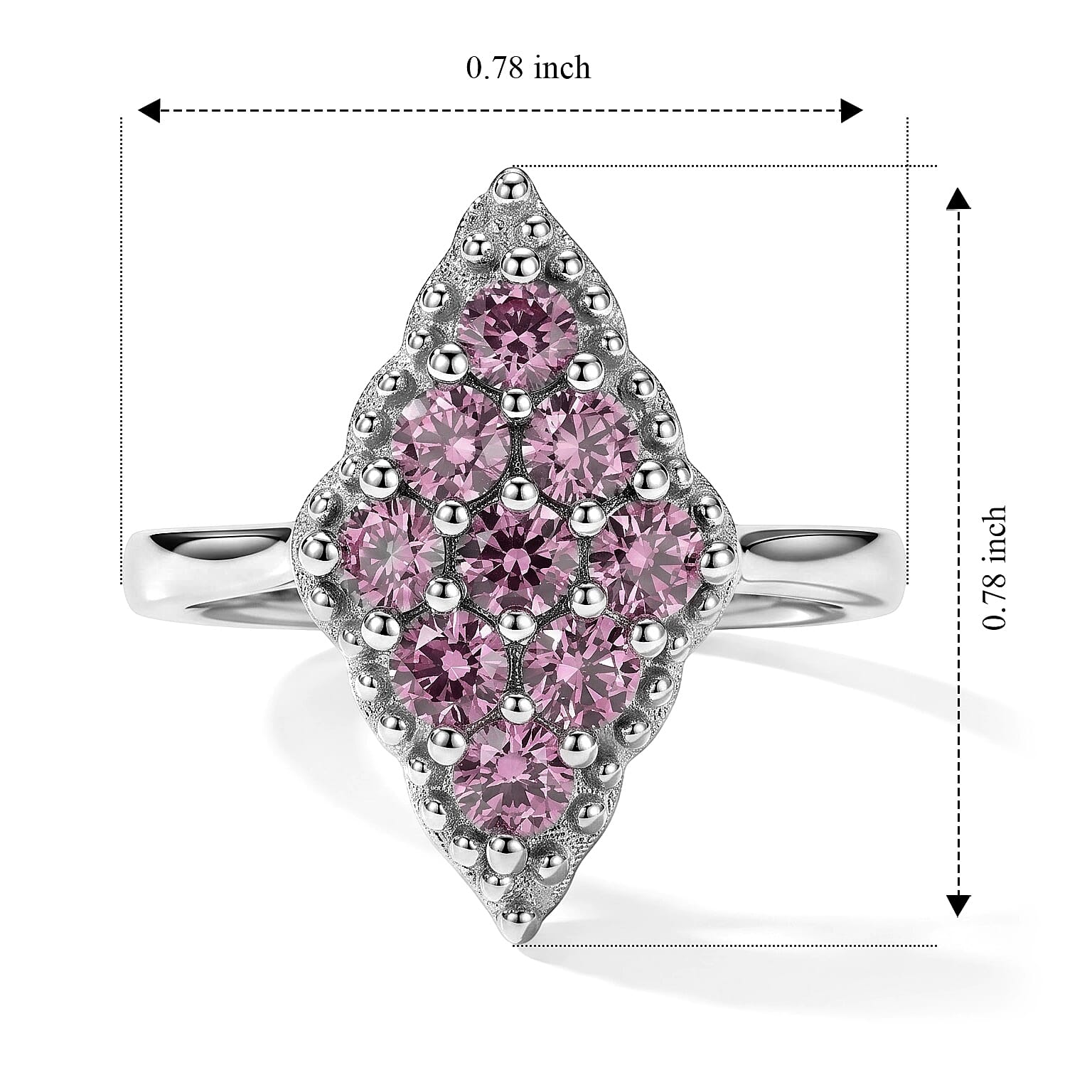 EverTrue Simulated Orchid Diamond Ring in Platinum Bond (Size 5.0)