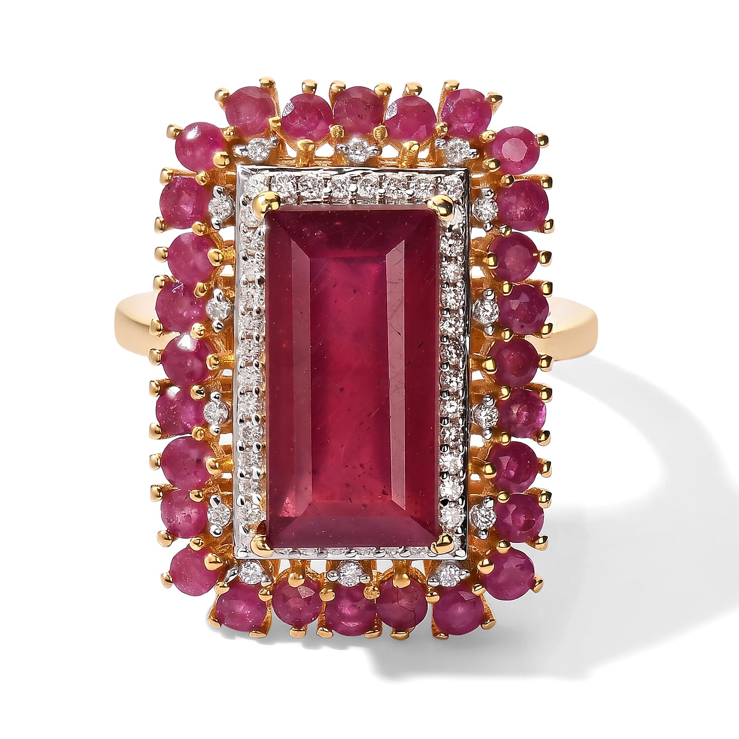 D'Joy Niassa Ruby (FF), Moissanite Ring in 18K Vermeil YG Over Sterling Silver (Size 6.0) 7.40 ctw