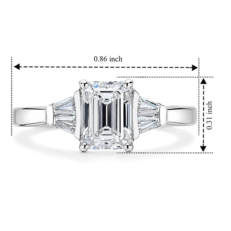 EverTrue Moissanite 1.30 ctw Ring in Platinum Bond (Size 5.0)