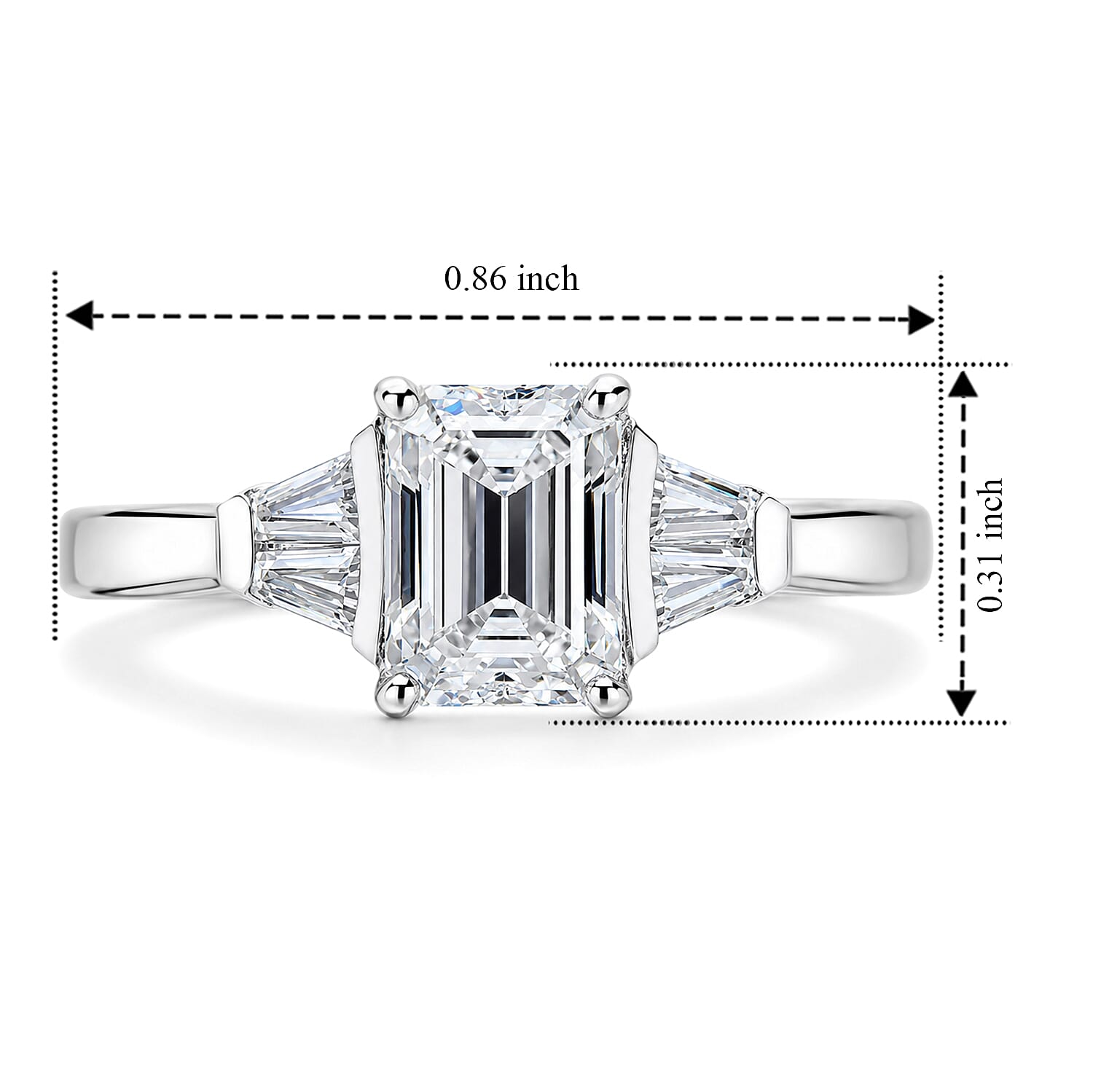 EverTrue Moissanite 1.30 ctw Ring in Platinum Bond (Size 7.0)