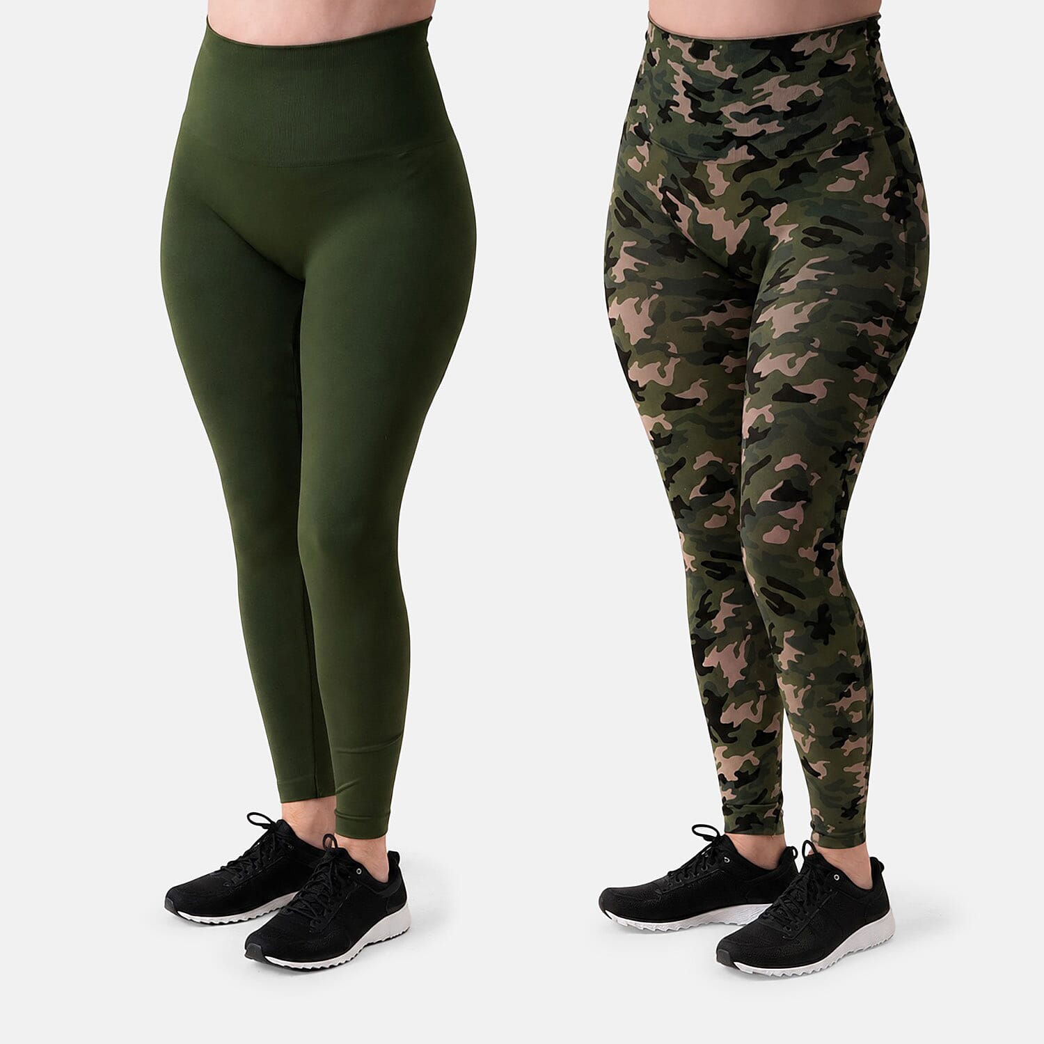 Breezies Camo/Olive Set of 2 Seamless Legging - M