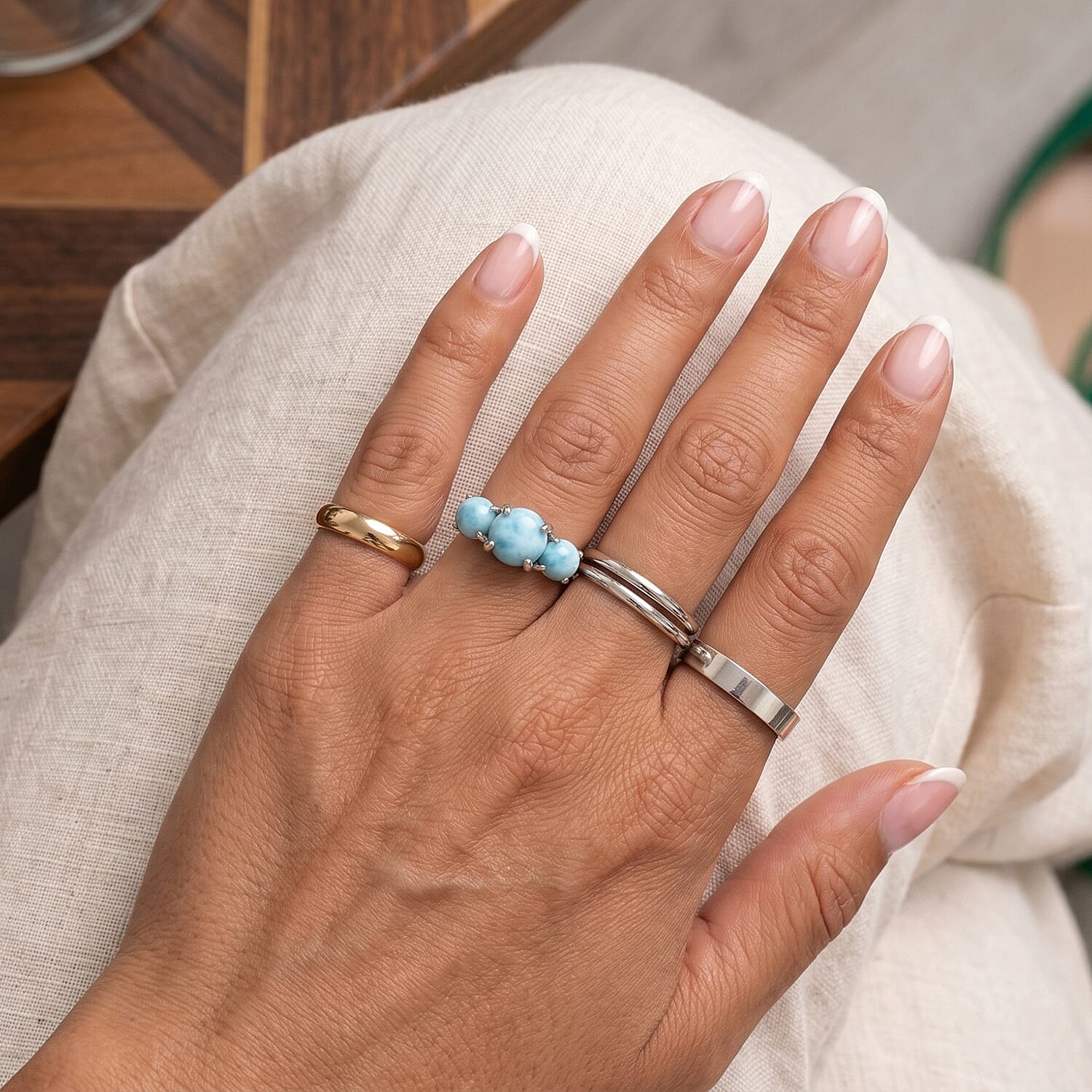 Larimar 1.40 ctw Ring in Sterling Silver (Size 8.0)