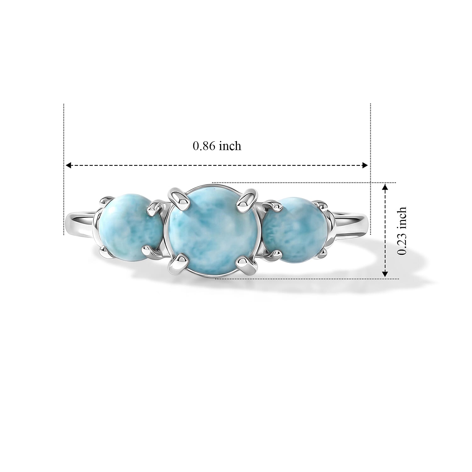 Larimar 1.40 ctw Ring in Sterling Silver (Size 8.0)