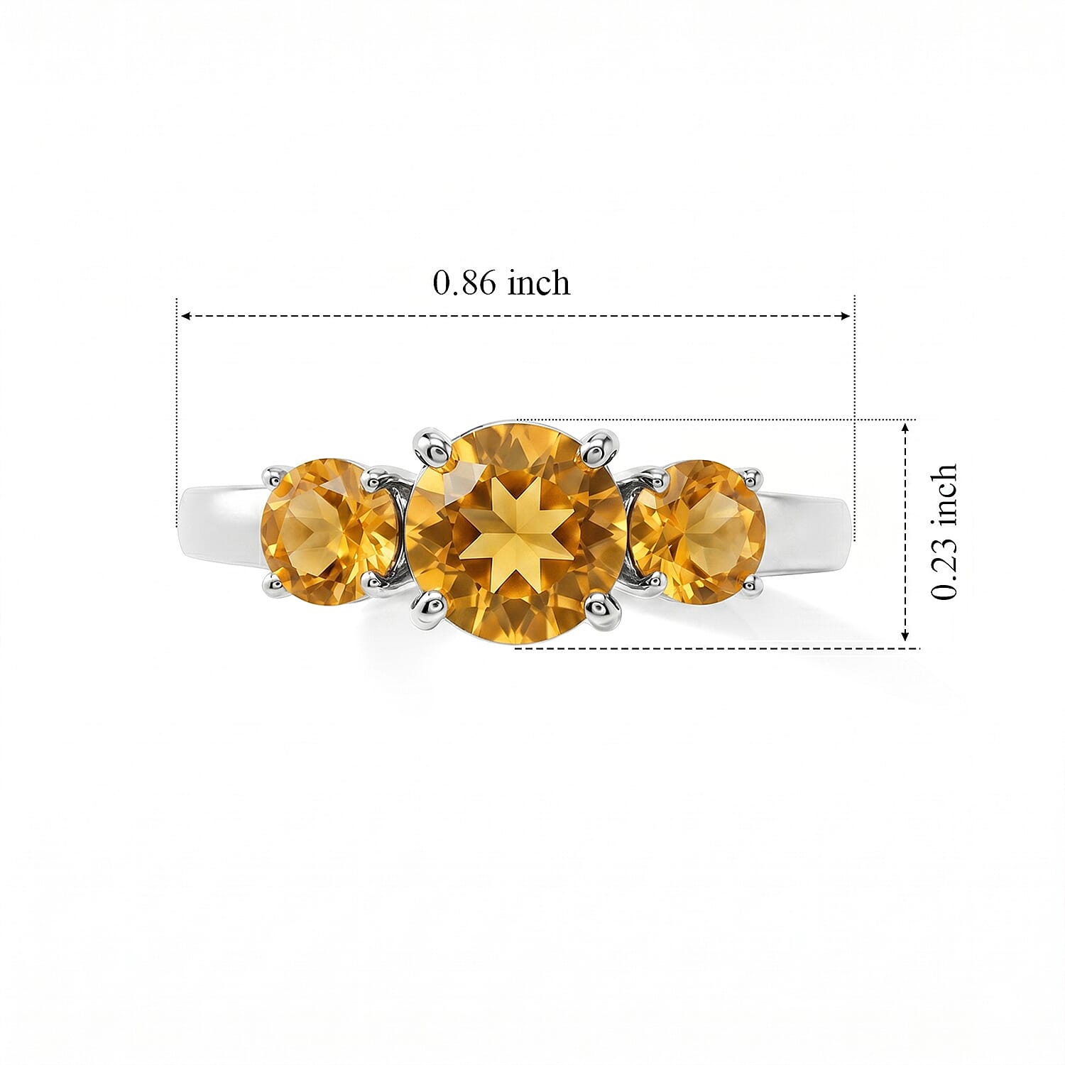 Brazilian Citrine 1.55 ctw Ring in Sterling Silver (Size 7.0)