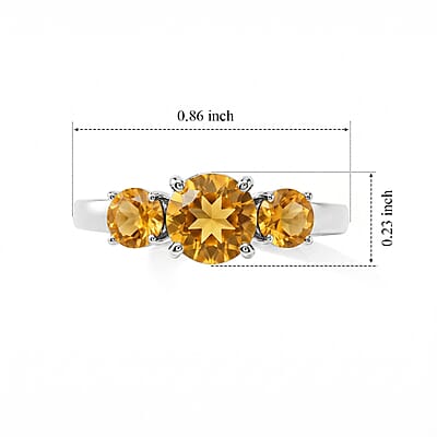 Brazilian Citrine 1.55 ctw Ring in Sterling Silver (Size 7.0)