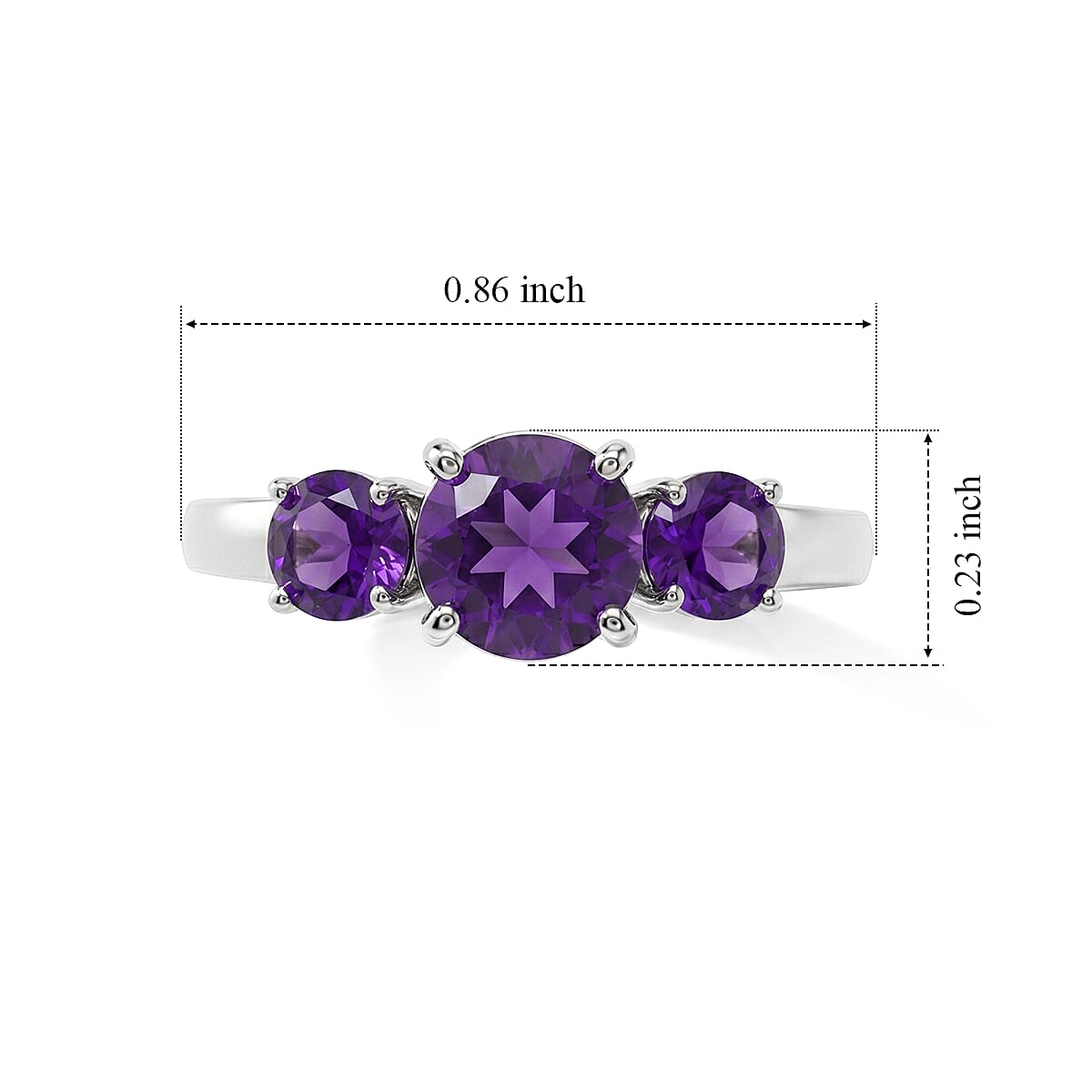 Amethyst 1.55 ctw Ring in Sterling Silver (Size 7.0) image number 5
