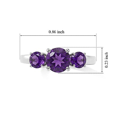 Amethyst 1.55 ctw Ring in Sterling Silver (Size 7.0)