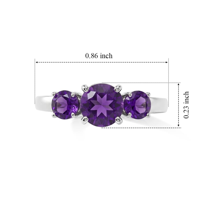 Amethyst 1.55 ctw Ring in Sterling Silver (Size 7.0)