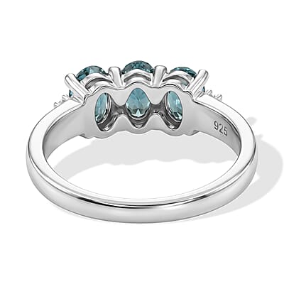 Teal Quartz and Simulated Diamond 1.00 ctw Ring in Sterling Silver (Size 7.0)