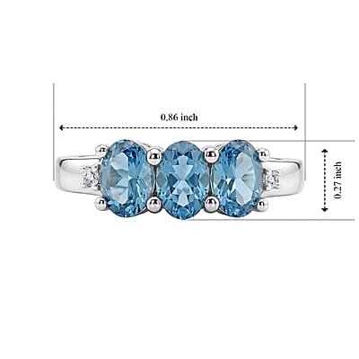 Teal Quartz and Simulated Diamond 1.00 ctw Ring in Sterling Silver (Size 7.0)