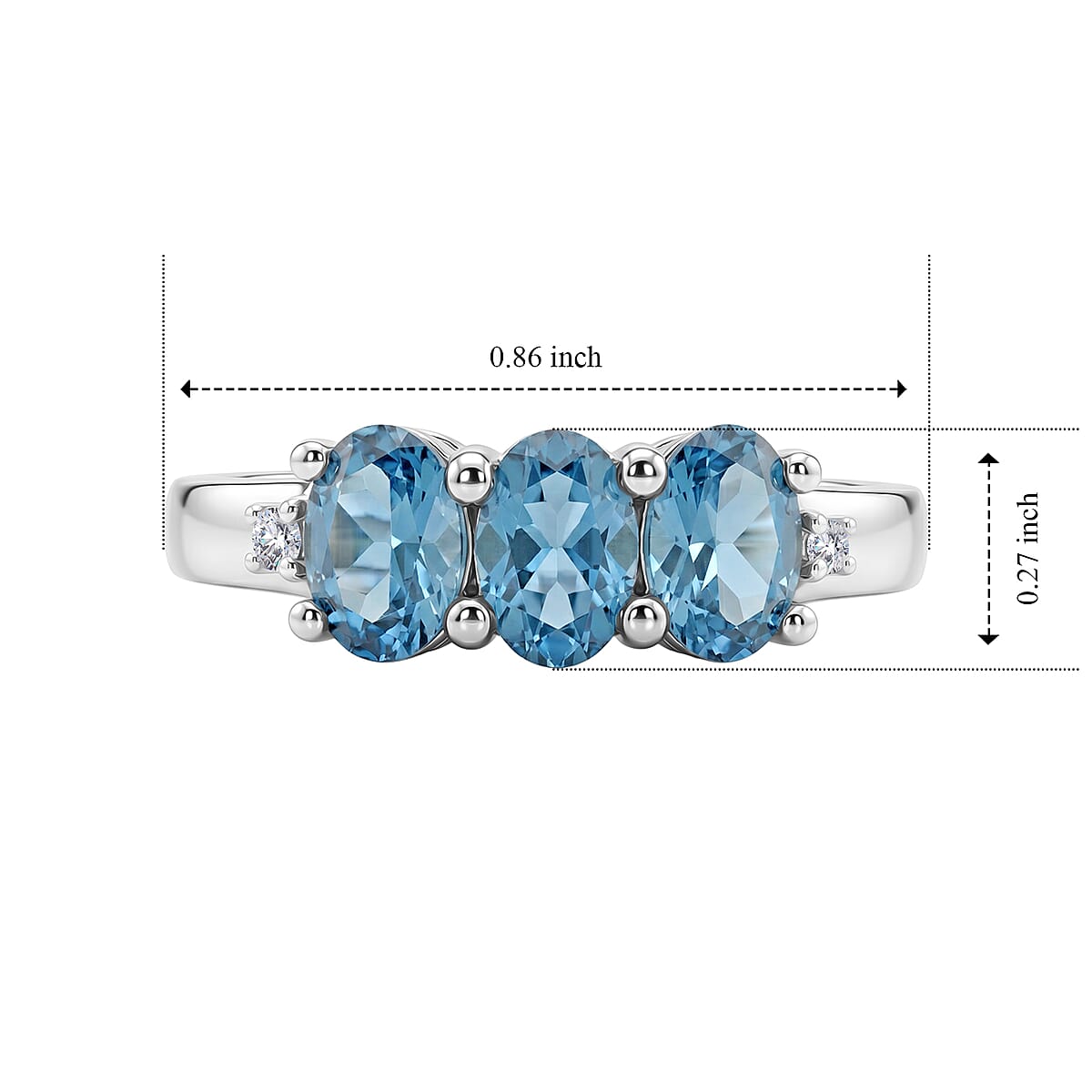 Teal Quartz and Simulated Diamond 1.00 ctw Ring in Sterling Silver (Size 8.0) image number 5