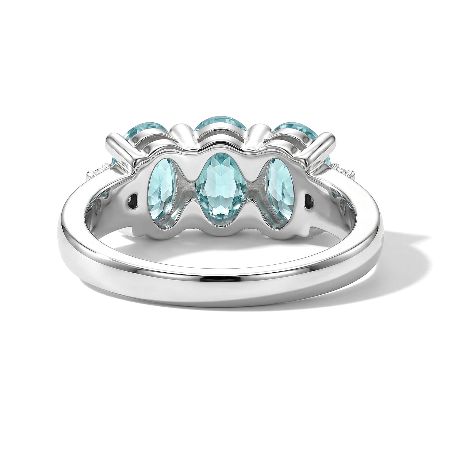 Aquamarine and Simulated Diamond 1.00 ctw Ring in Sterling Silver (Size 7.0)