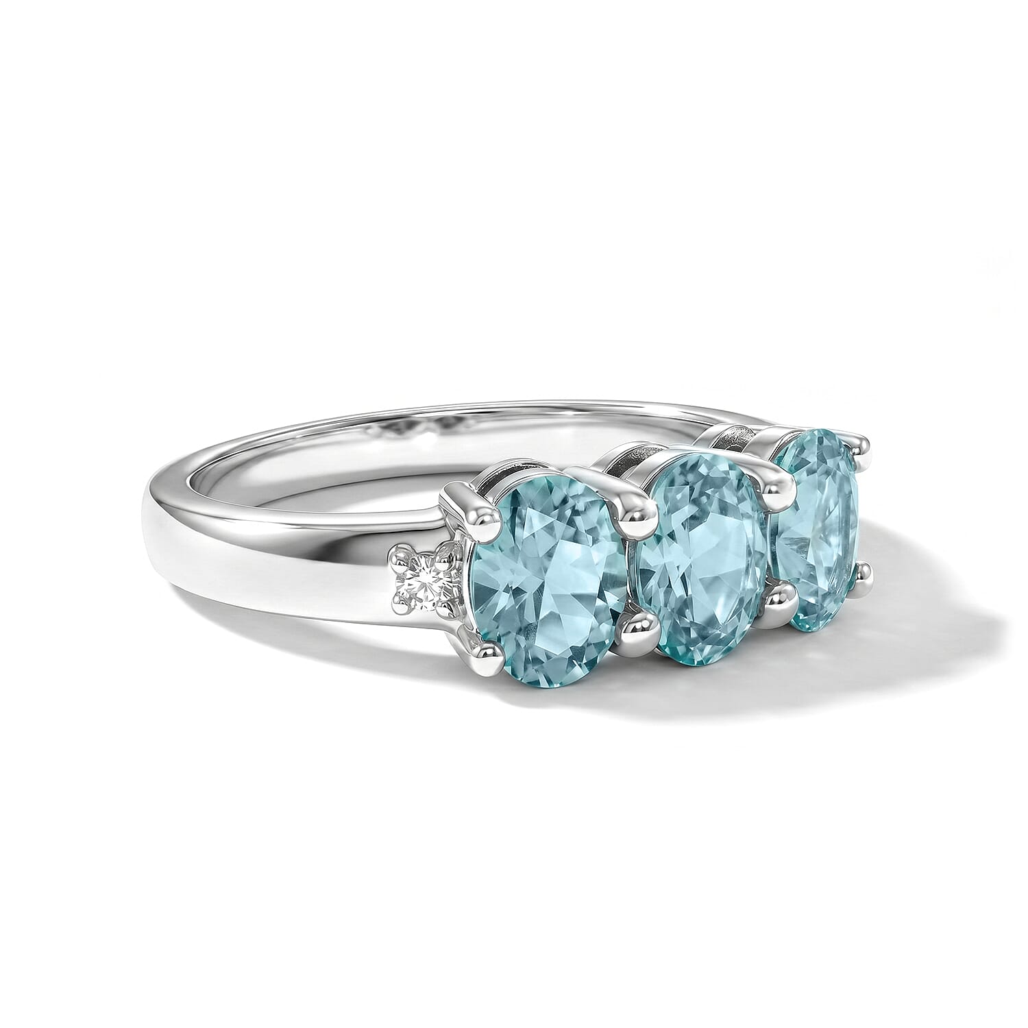 Aquamarine and Simulated Diamond 1.00 ctw Ring in Sterling Silver (Size 8.0)
