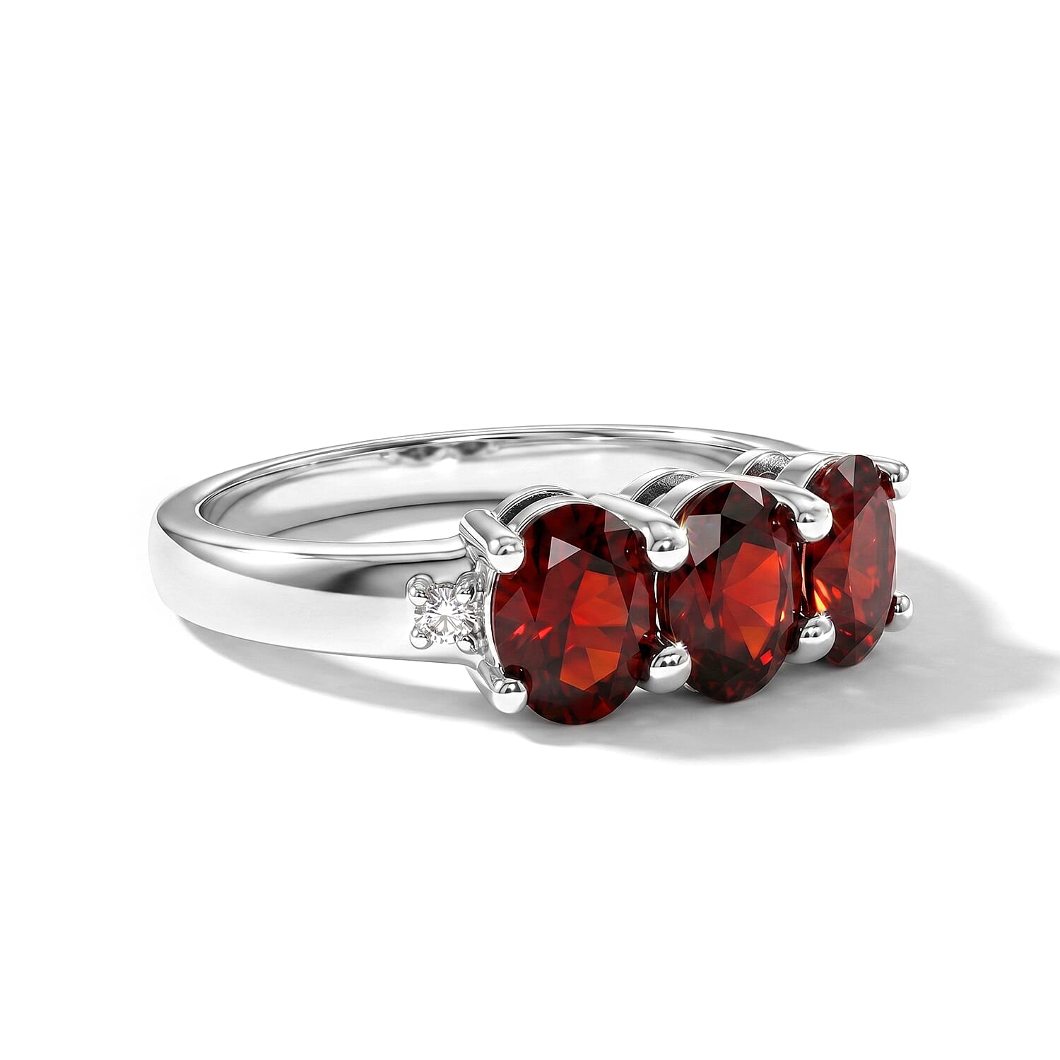 Mozambique Garnet and Simulated Diamond 1.15 ctw Ring in Sterling Silver (Size 8.0)
