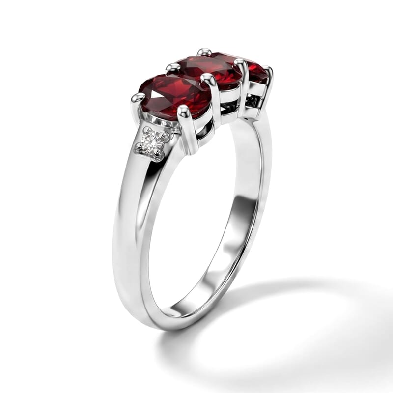 Mozambique Garnet and Simulated Diamond 1.15 ctw Ring in Sterling Silver (Size 8.0)