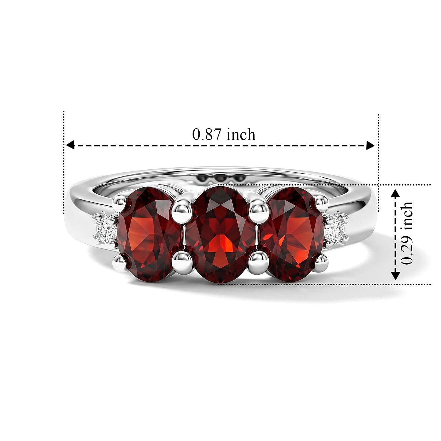Mozambique Garnet and Simulated Diamond 1.15 ctw Ring in Sterling Silver (Size 8.0)