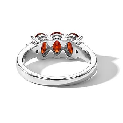 Mozambique Garnet and Simulated Diamond 1.15 ctw Ring in Sterling Silver (Size 10.0)