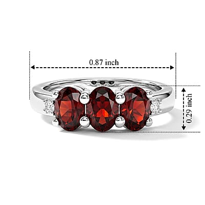 Mozambique Garnet and Simulated Diamond 1.15 ctw Ring in Sterling Silver (Size 10.0)