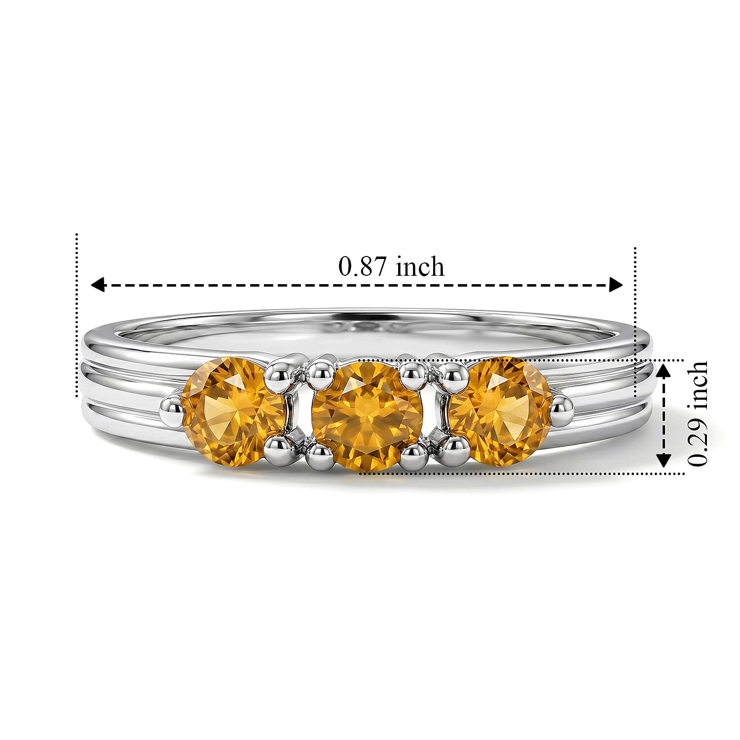 Brazilian Citrine 0.25 ctw Ring in Sterling Silver (Size 7.0)