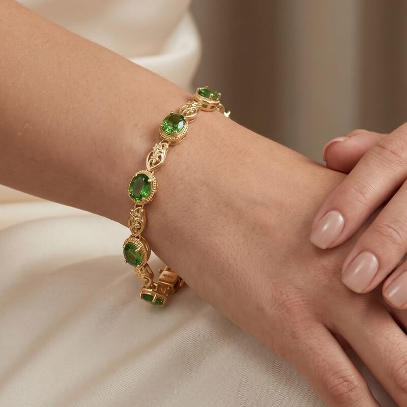 EverTrue Chartreuse Quartz (Triplet) 12.00 ctw Nature Bloom Bracelet in 18K YG Plated (6.50 In)