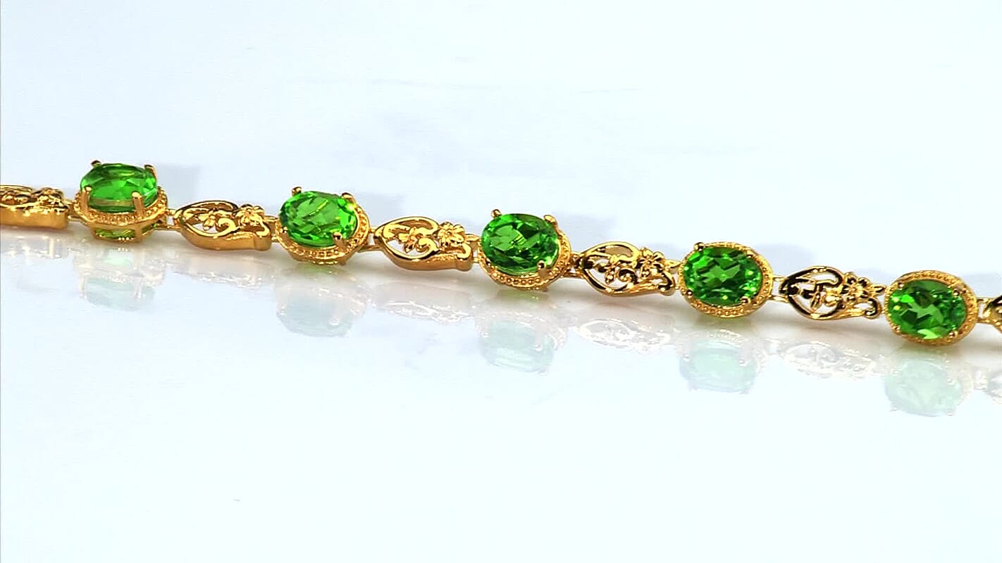EverTrue Chartreuse Quartz Nature Bloom Bracelet in 18K YG Plated (6.50 In) 10.50 ctw