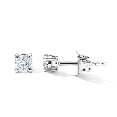SGL Certified D'Joy Lab Grown Diamond I3 0.25 ctw Earrings in Rhodium Over Sterling Silver
