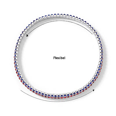 Multi Color Austrian Crystal USA Flag Pattern Bracelet in Silvertone (7.25In)