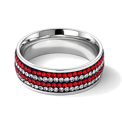 Multi Color Austrian Crystal USA Flag Pattern Ring