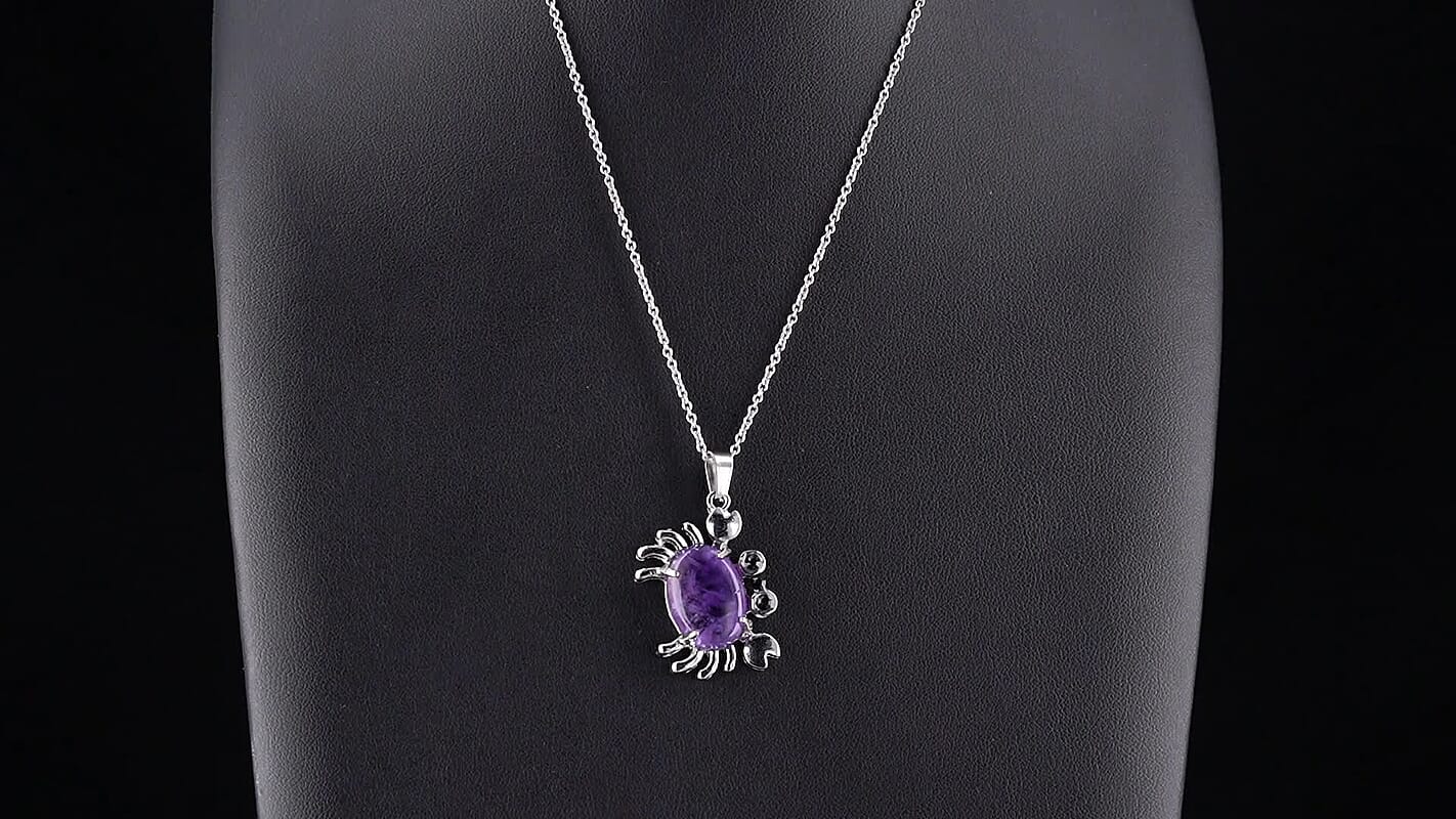 African Amethyst Pendant in Silvertone with Stainless Steel Necklace (20 Inches) 15.00 ctw 8666469