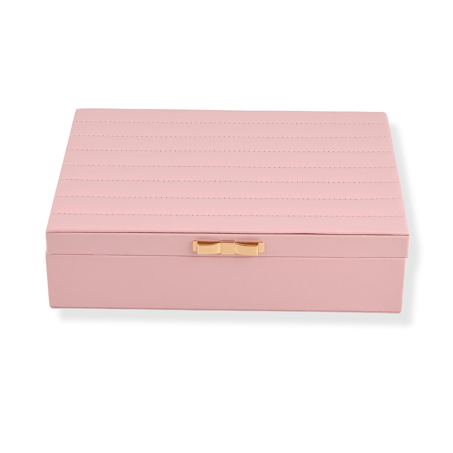 Livmore Pink Faux Leather Stitching Surface Jewelry Box