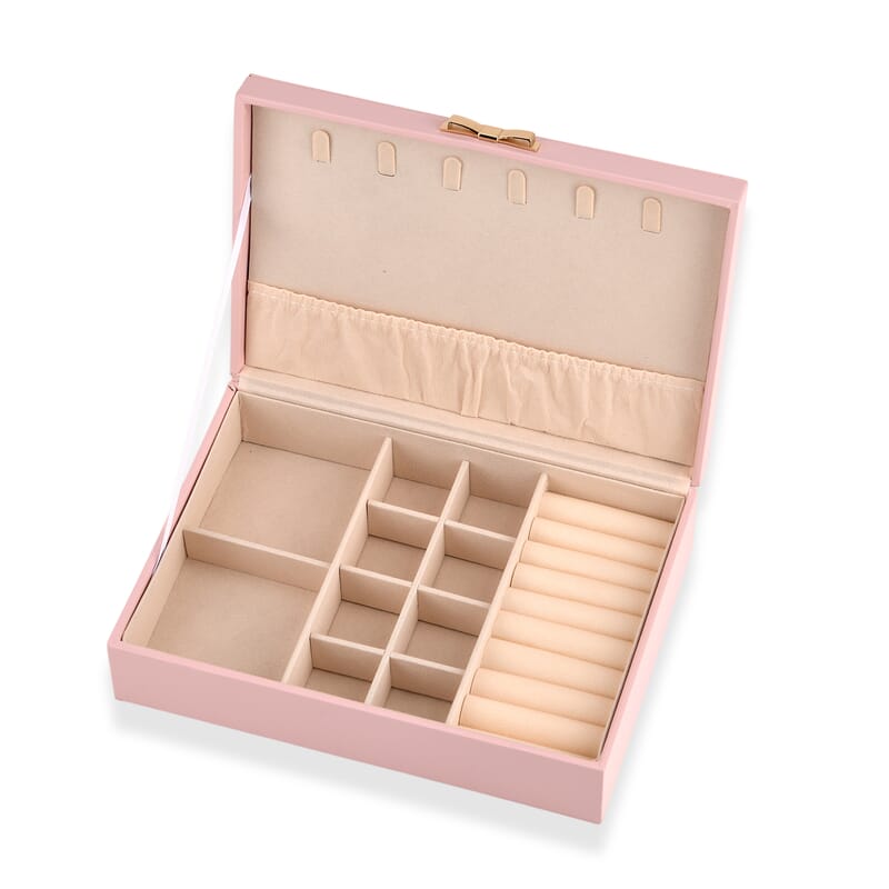 Livmore Pink Faux Leather Stitching Surface Jewelry Box