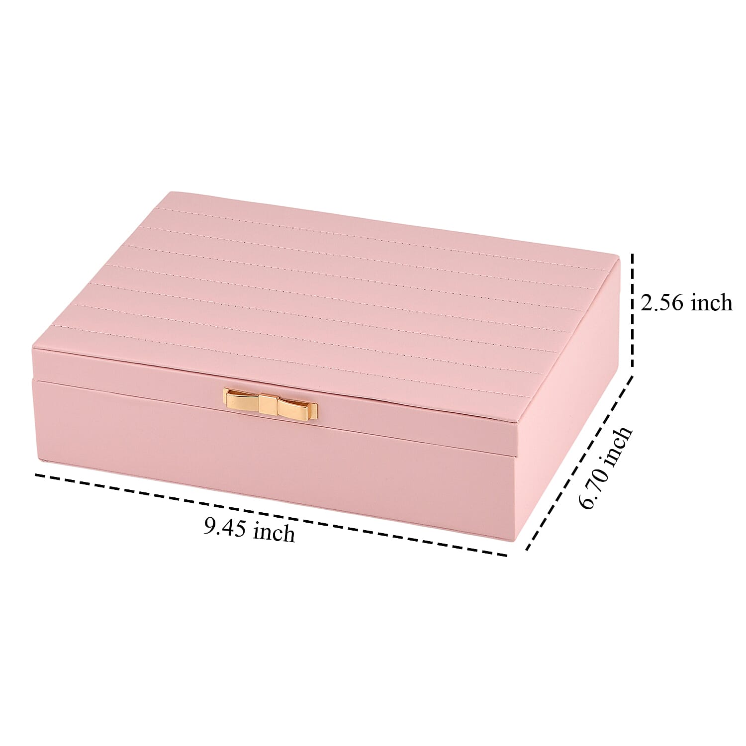 Livmore Pink Faux Leather Stitching Surface Jewelry Box