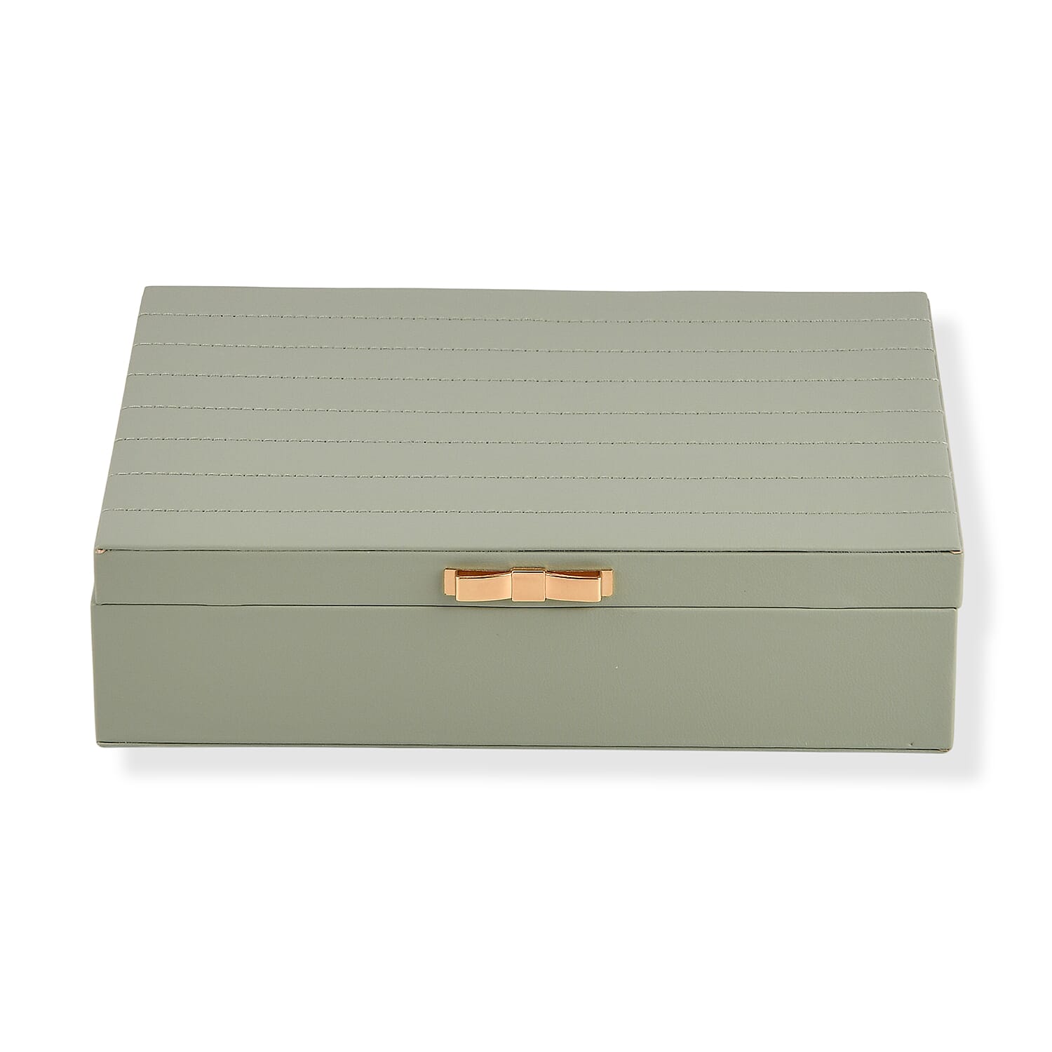 Livmore Green Faux Leather Stitching Surface Jewelry Box