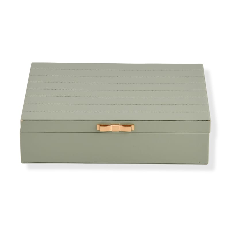 Livmore Green Faux Leather Stitching Surface Jewelry Box