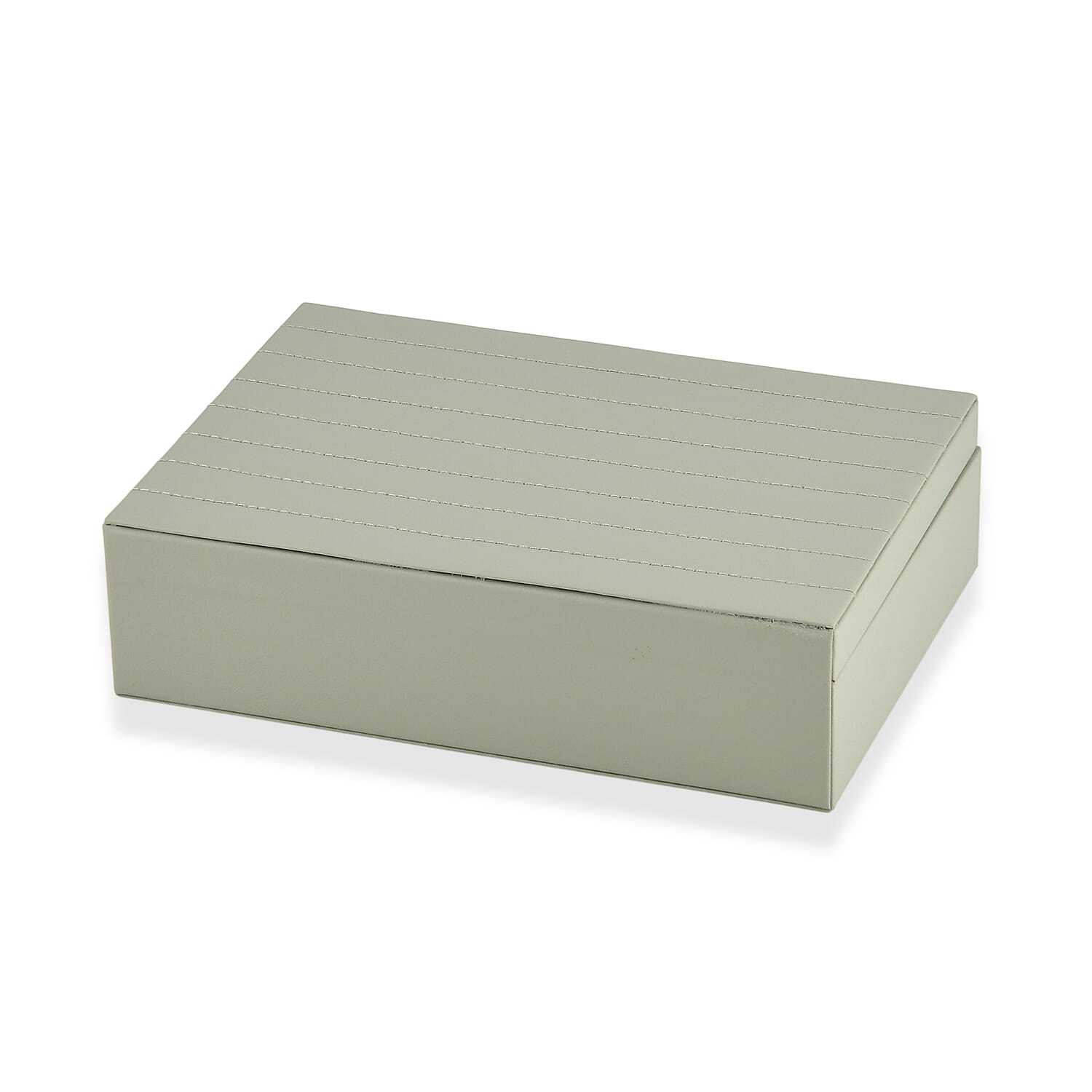 Livmore Green Faux Leather Stitching Surface Jewelry Box