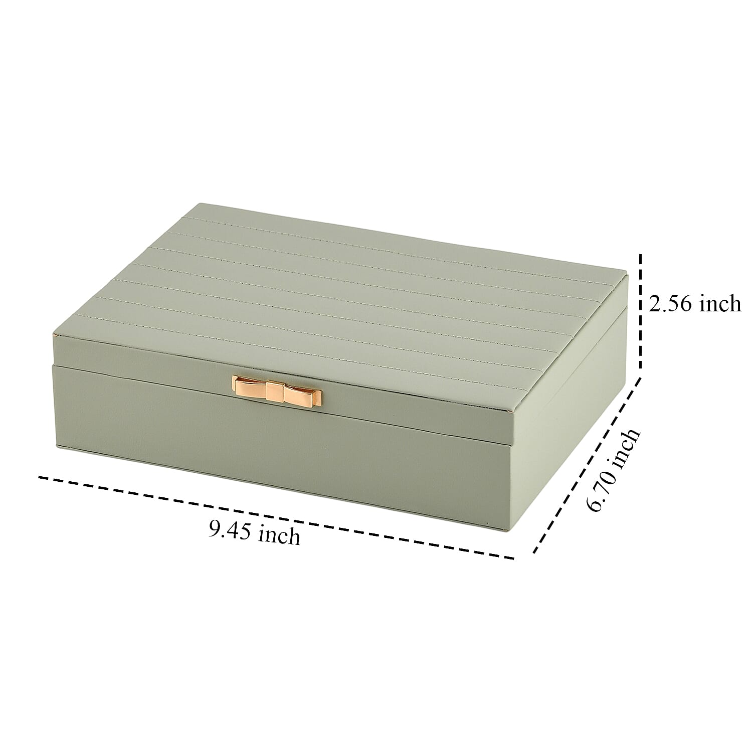 Livmore Green Faux Leather Stitching Surface Jewelry Box