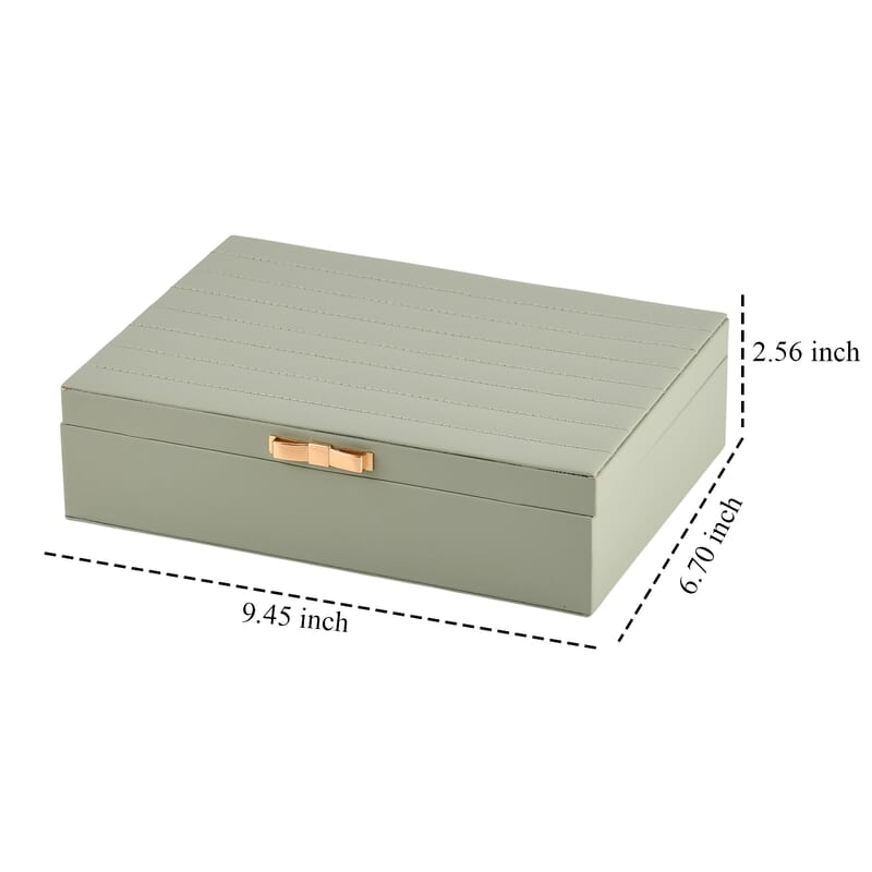 Livmore Green Faux Leather Stitching Surface Jewelry Box