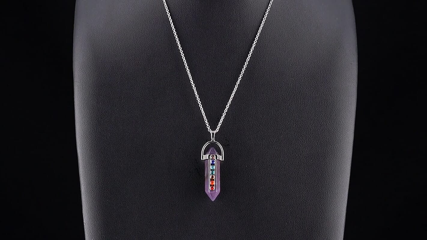 African Amethyst Pendant in Silvertone with Stainless Steel Necklace (20 Inches) 50.00 ctw