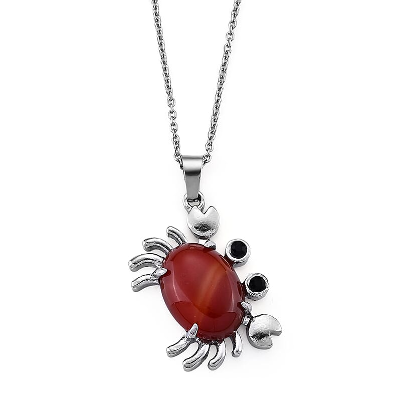 Red Jasper 18.00 ctw Pendant in Silvertone with Stainless Steel Necklace 20 Inches